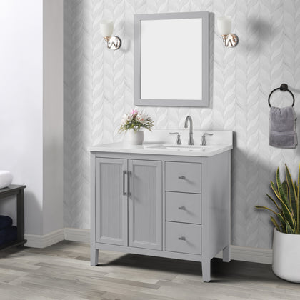 Hollister 36" Single Vanity with Sintered Stone Carrara Top