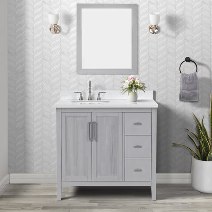 Hollister 36" Single Vanity with Sintered Stone Carrara Top