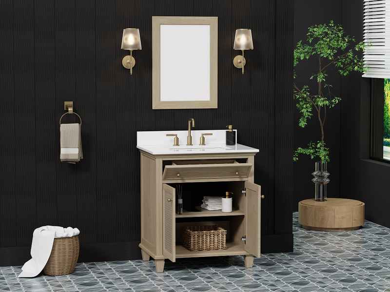 Ronnie 30" Vanity Set with Pure White Quartz Countertop