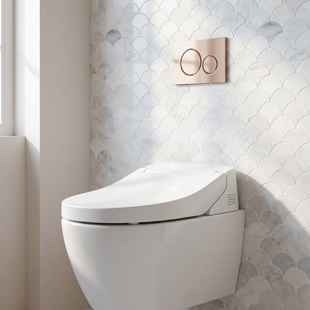 12-in x 12-in Polished Oriental White Shell Marble Mosaic Wall Tile( 5 sq. ft. /Box )