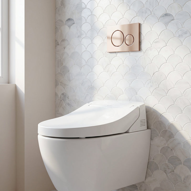 12-in x 12-in Polished Oriental White Shell Marble Mosaic Wall Tile( 5 sq. ft. /Box )