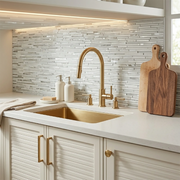 White Shadow Glass Mix Thin Strip 12-in x 12-in Glass Mosaic Wall Tile( 20 sq. ft. /Box )