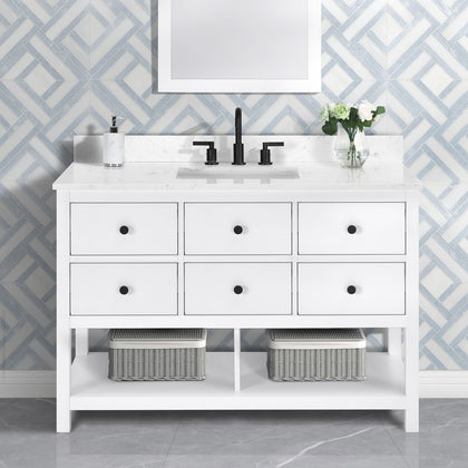 Encino 48" Single Vanity With Carrara White Quartz Stone Top