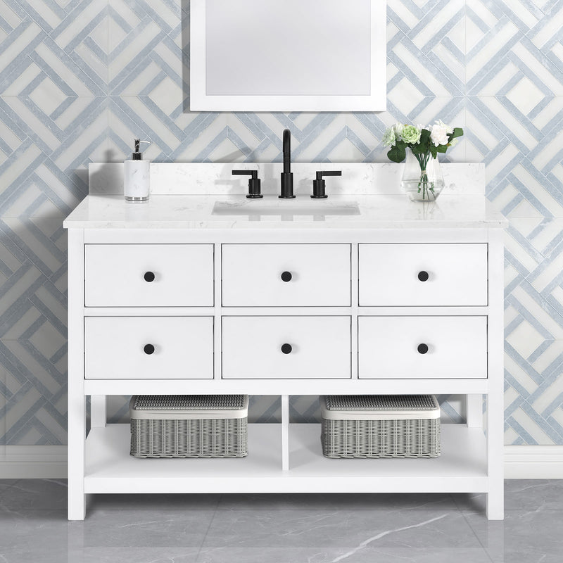 Encino 48" Single Vanity With Carrara White Quartz Stone Top