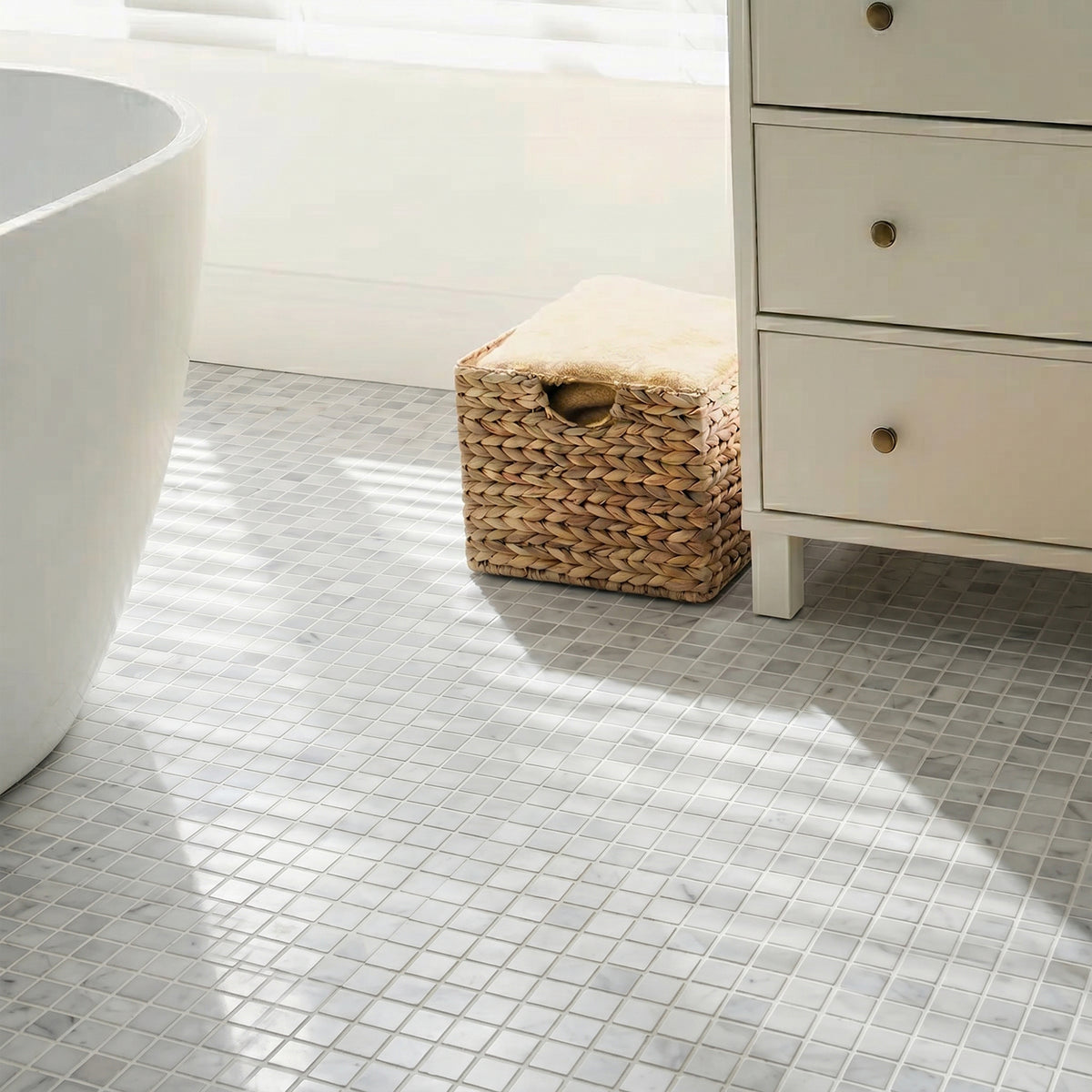 1-in Calacatta 12-in x 12-in Polished Marble Mosaic Floor and Wall Tile( 5 sq. ft. /Box )
