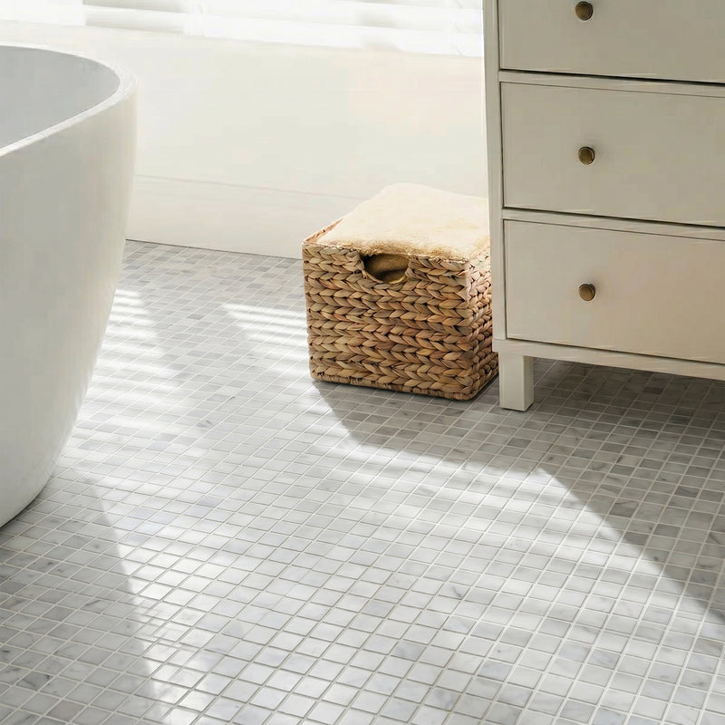 1-in Calacatta 12-in x 12-in Polished Marble Mosaic Floor and Wall Tile( 5 sq. ft. /Box )