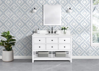 Encino 48" Single Vanity With Carrara White Quartz Stone Top