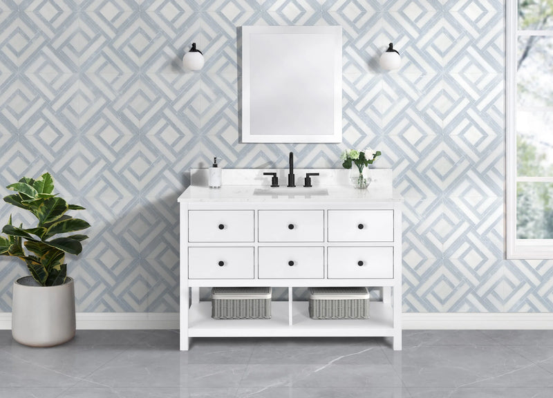 Encino 48" Single Vanity With Carrara White Quartz Stone Top