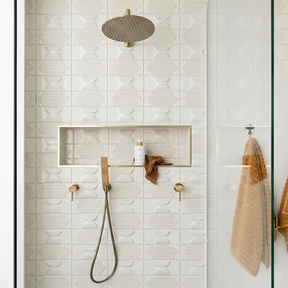 Arabesque Textured Handmade Cream 12-1/2-in x 16-in Porcelain Mosaic Floor and Wall Tile( 8.3 sq. ft. /Box )