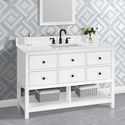 Encino 48" Single Vanity With Carrara White Quartz Stone Top