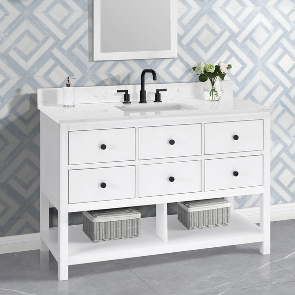 Encino 48" Single Vanity With Carrara White Quartz Stone Top