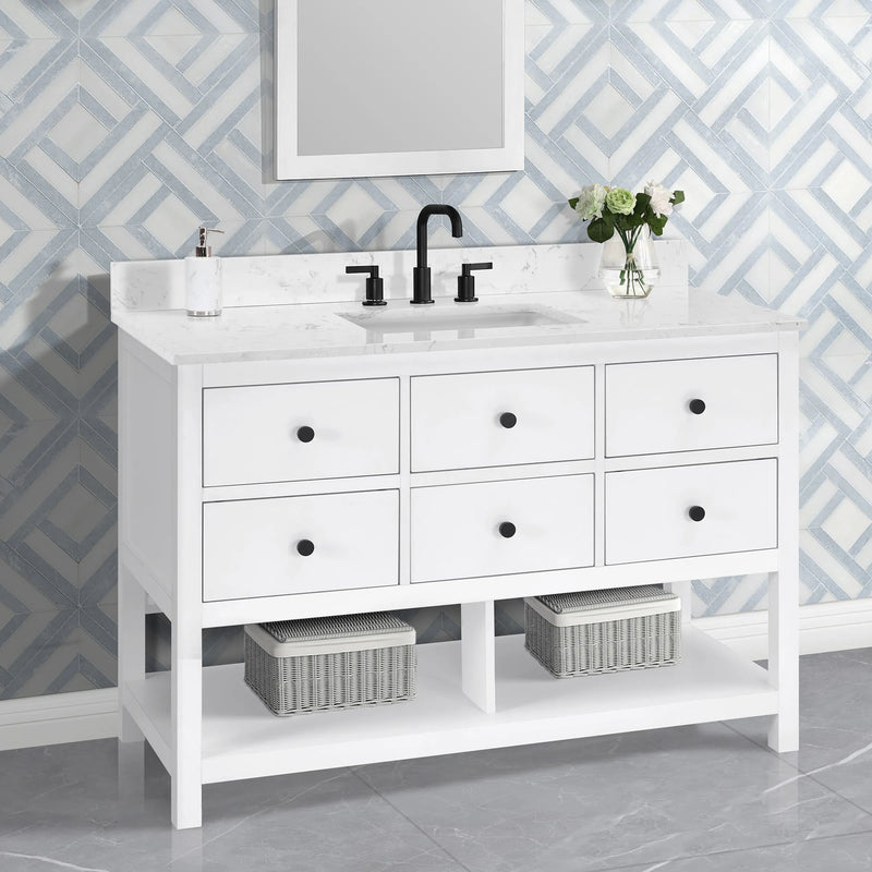 Encino 48" Single Vanity With Carrara White Quartz Stone Top