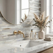 12-in x 12-in Antique Ice Random Strip Glass Mix Mosaic Wall Tile( 20 sq. ft. /Box )