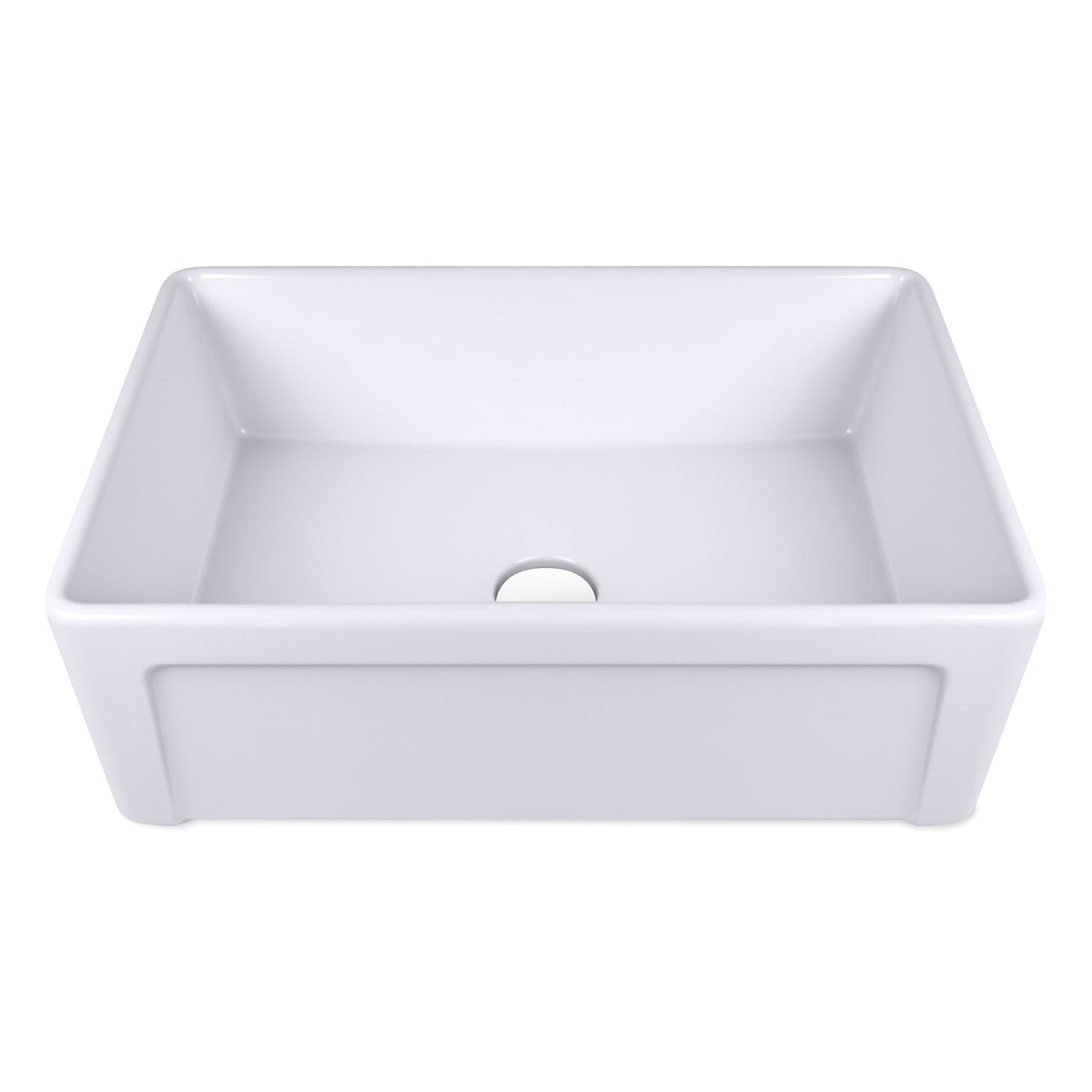 30 inch white ceramic farmhouse sink with deep single bowl design, perfect for kitchen use.