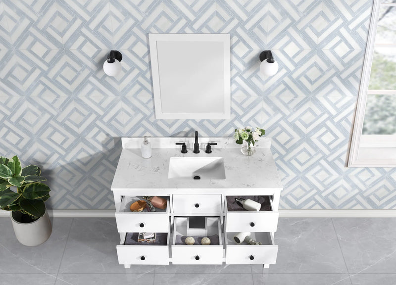 Encino 48" Single Vanity With Carrara White Quartz Stone Top