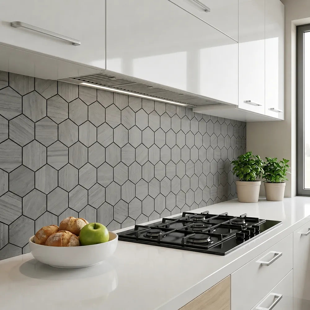 3-in Athens Gray Hexagon 12-in x 11-in Honed Mosaic Floor and Wall Tile ( 4.6 sq. ft. /Box )