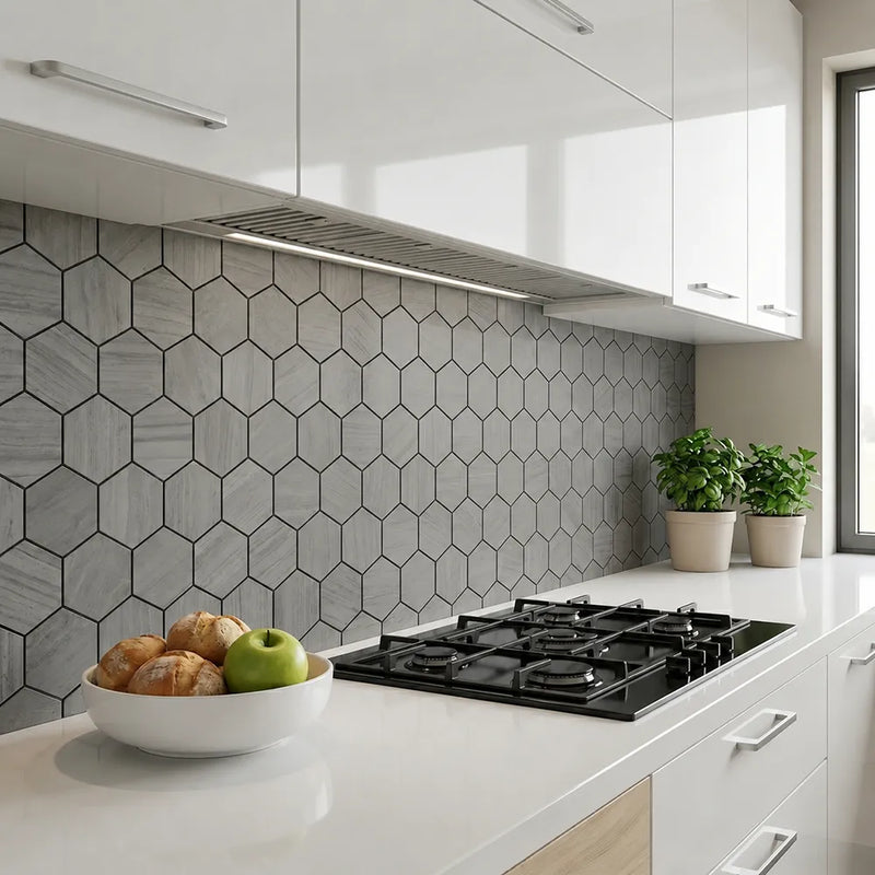 3-in Athens Gray Hexagon 12-in x 11-in Honed Mosaic Floor and Wall Tile ( 4.6 sq. ft. /Box )