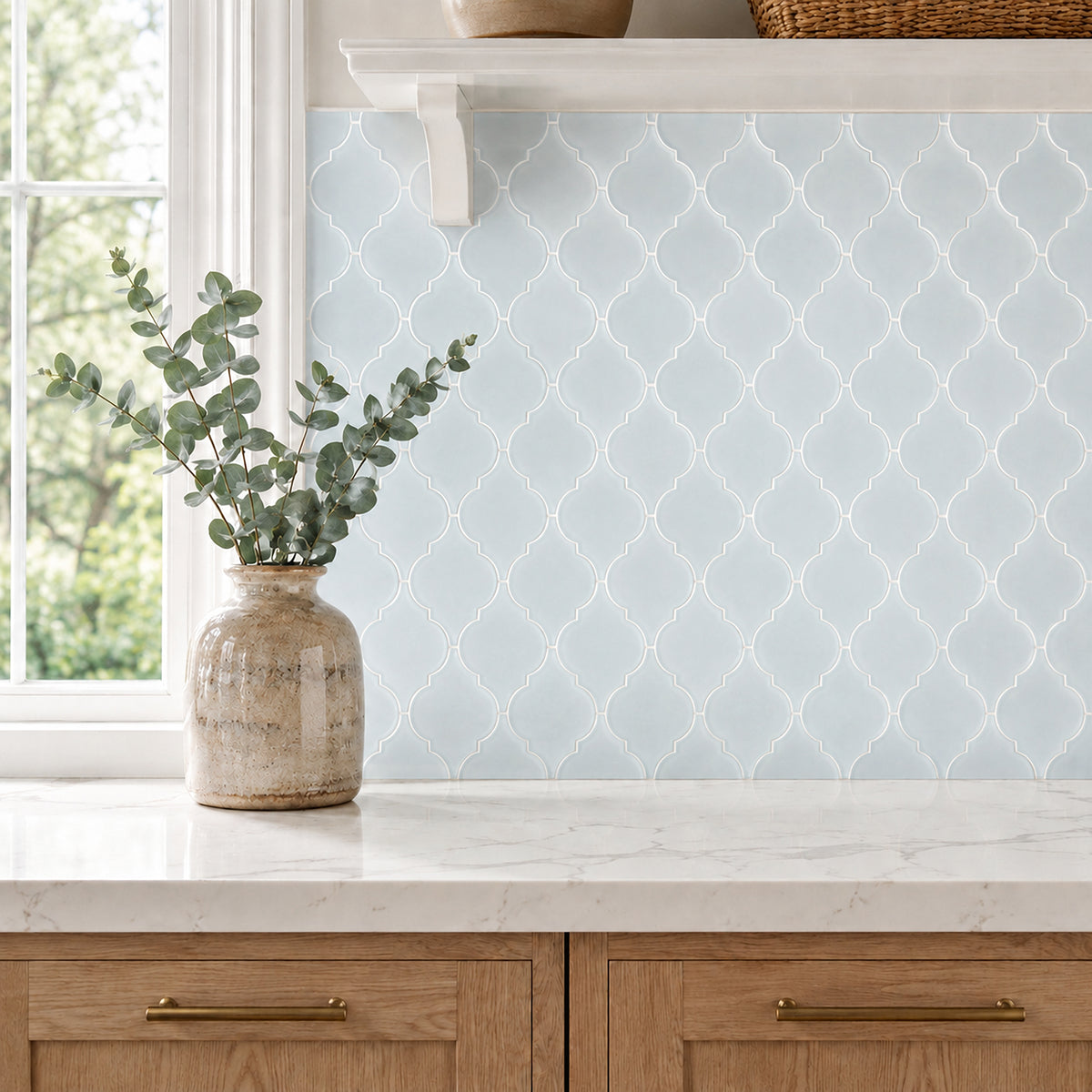Arabesque Frosted 9-in x 12-in Glass Mosaic Wall Tile( 7.5 sq. ft. /Box )