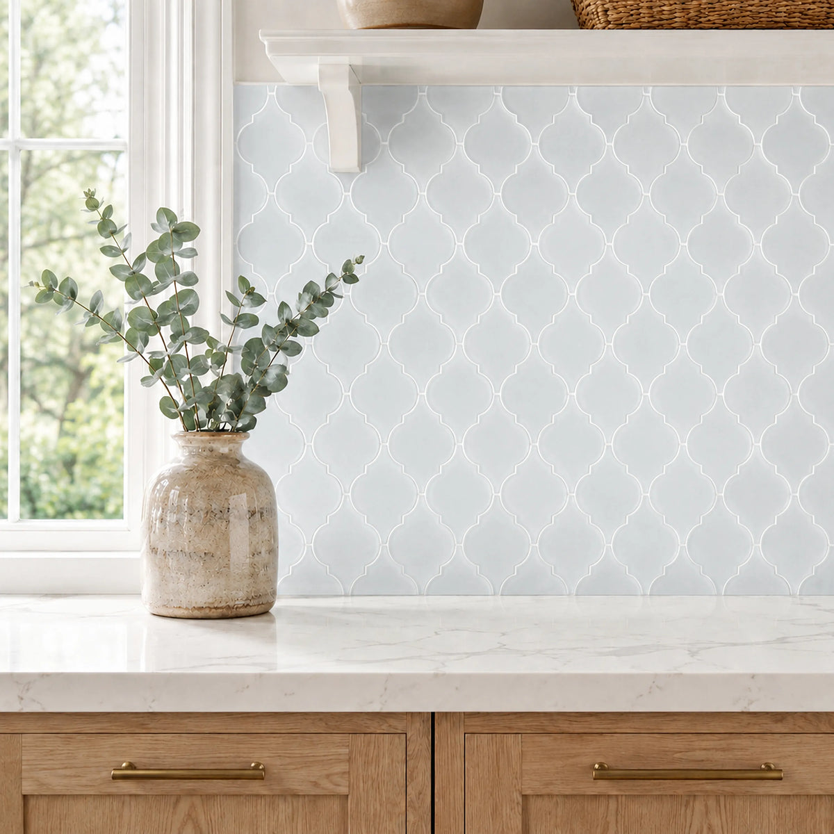 Arabesque Frosted 9-in x 12-in Glass Mosaic Wall Tile( 7.5 sq. ft. /Box )