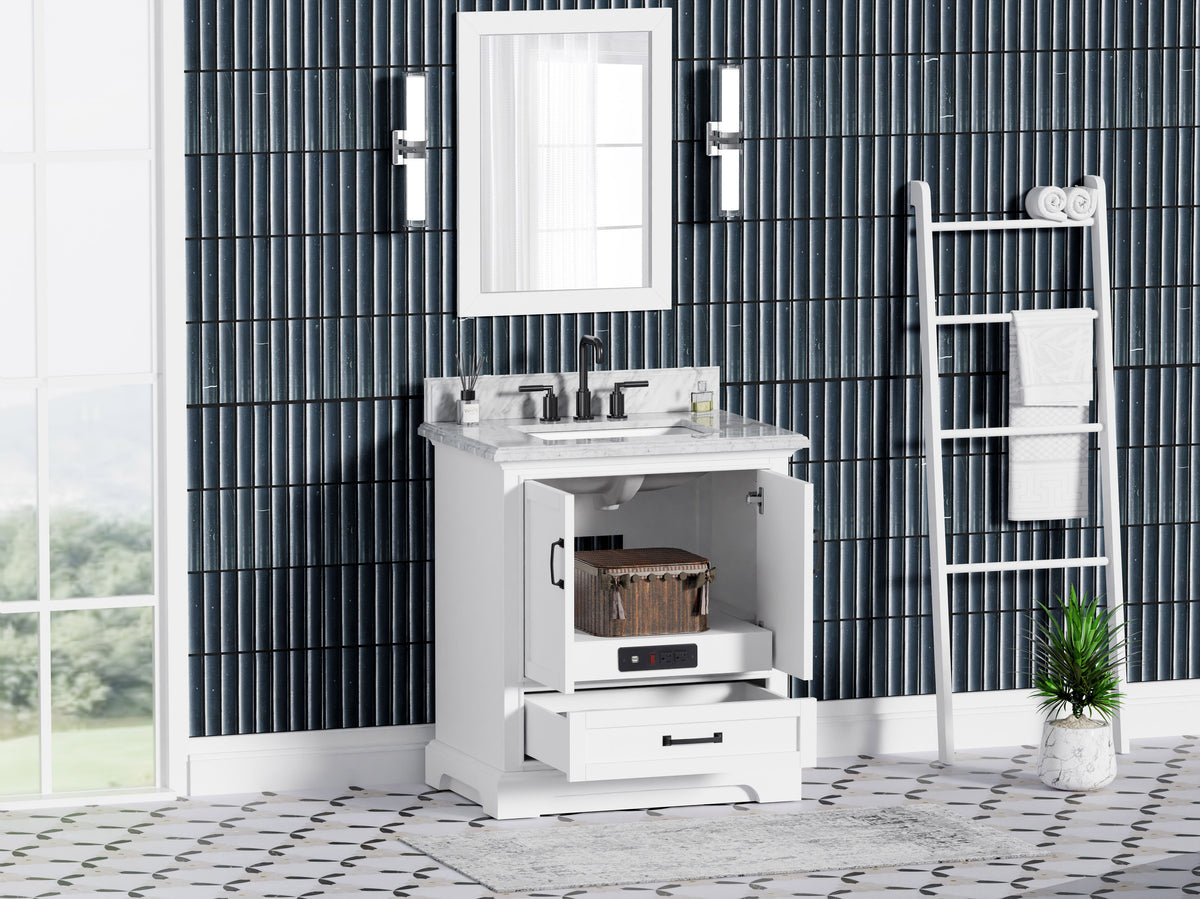 Rhoda 30" Vanity Set with Luxurious Carrara Marble Top