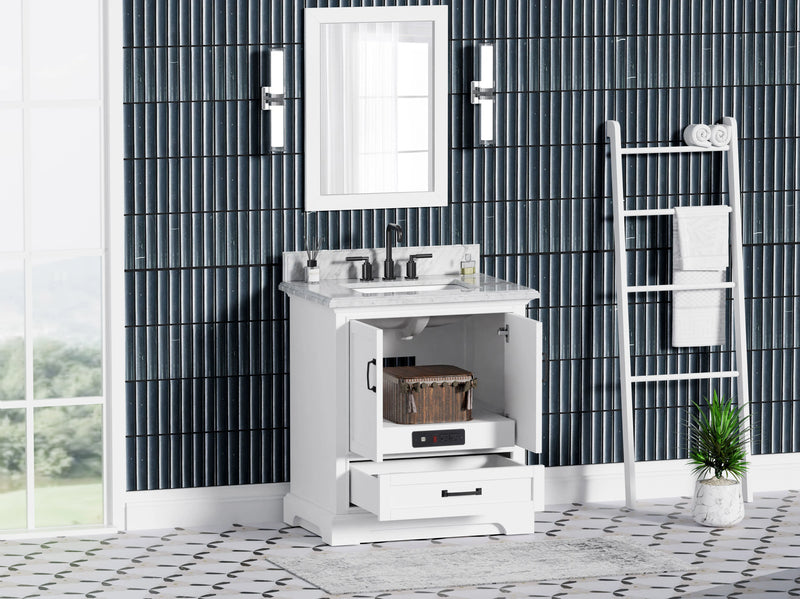 Rhoda 30" Vanity Set with Luxurious Carrara Marble Top