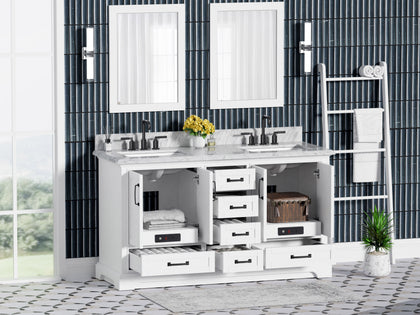 Rhoda 60" Vanity Set with Luxurious Carrara Marble Top