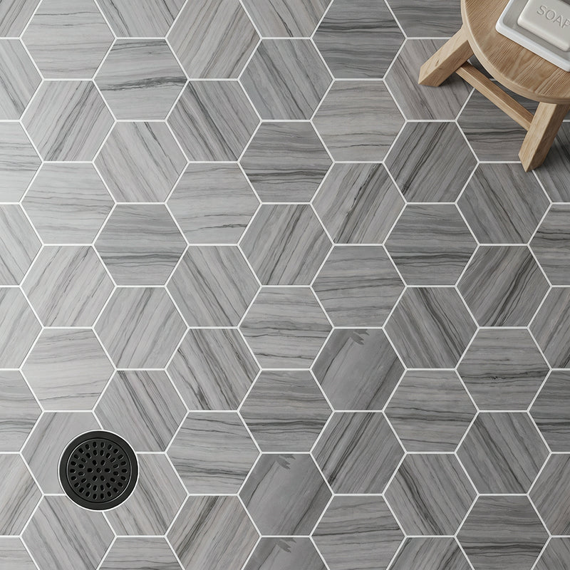 6-in Athens Gray Hexagon 12-in x 10-in Honed Mosaic Floor and Wall Tile( 4.15 sq. ft. /Box )