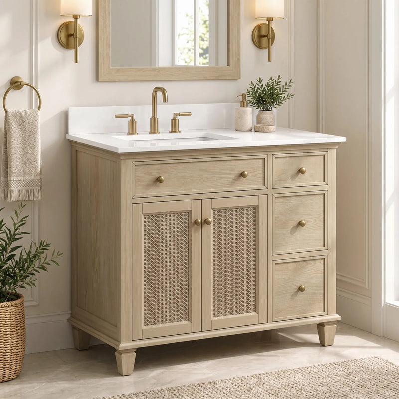 Ronnie 36" Vanity Set with Pure White Quartz top