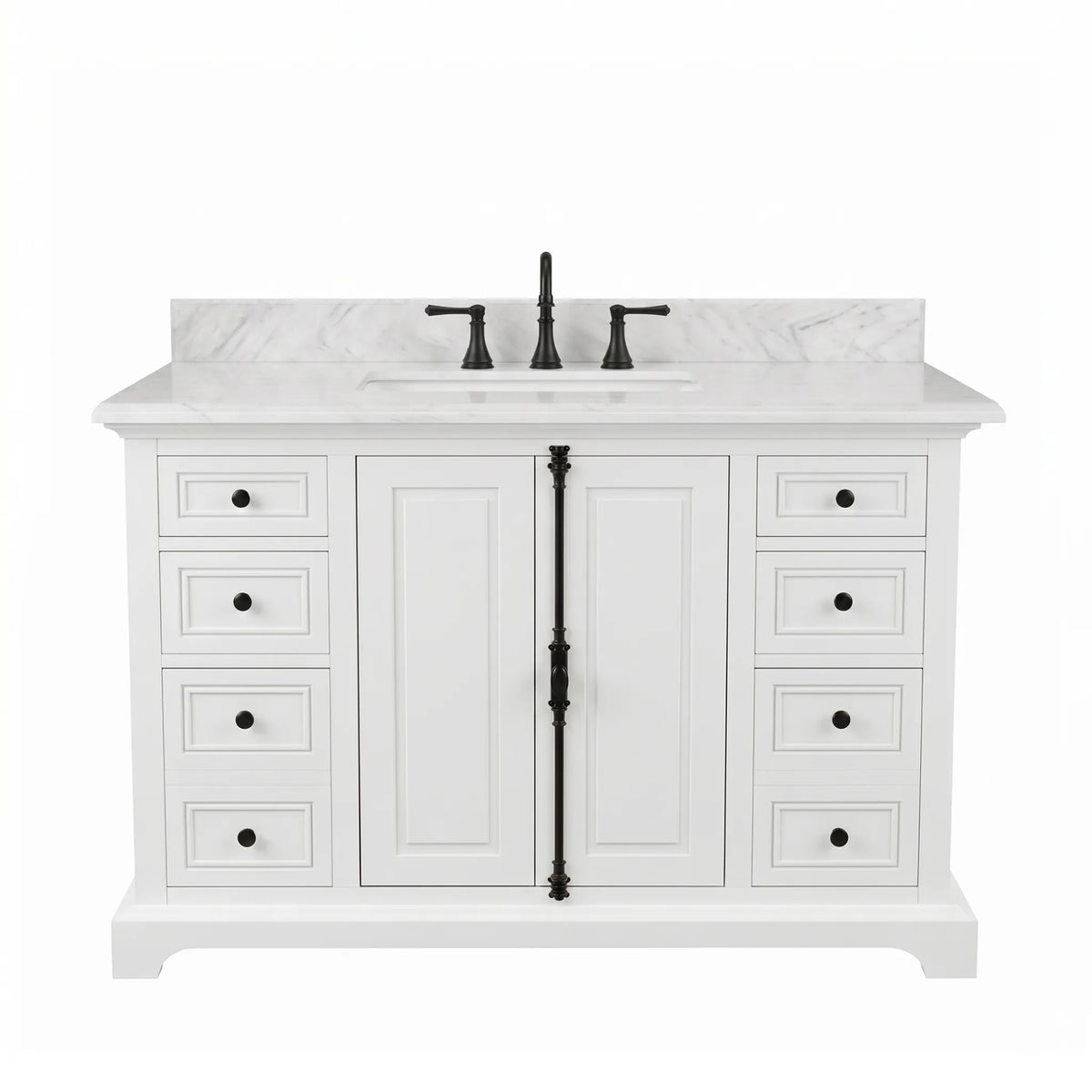 Icon 48" Single Vanity in White with Carrara Marble Top