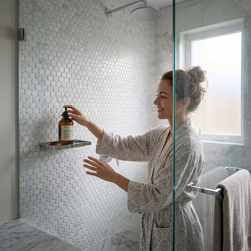 1-in Carrara Honeycomb 12-in x 12-in Polished Marble Mosaic Floor and Wall Tile( 5 sq. ft. /Box )