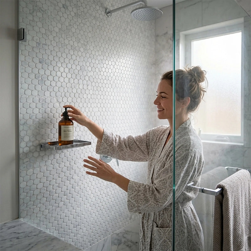 1-in Carrara Honeycomb 12-in x 12-in Polished Marble Mosaic Floor and Wall Tile( 5 sq. ft. /Box )