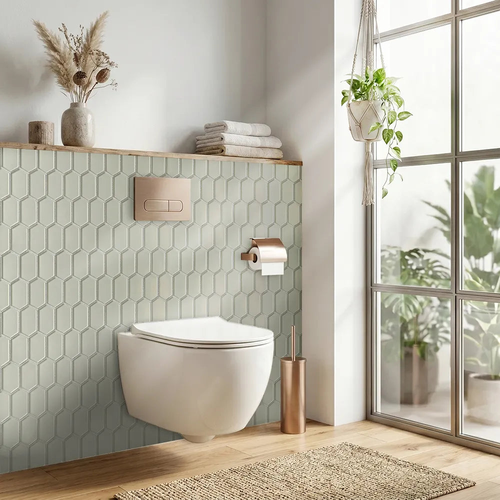 Stretched Hexagon Metallic 10-in x 12-in Glass Mosaic Wall Tile( 8.3 sq. ft. /Box )