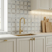 Thassos White Marble & Hot 11-in x 11-in Glass Mosaic Wall Tile( 12.6 sq. ft. /Box )