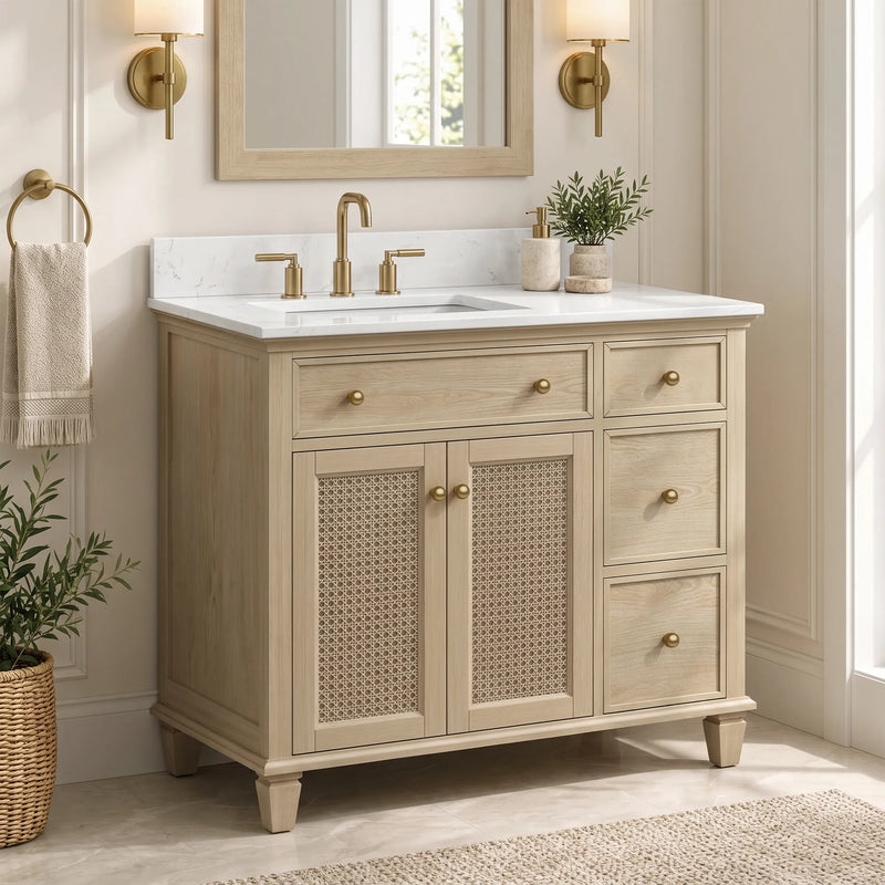 Ronnie 36" Vanity Set with White Carrara Quartz Top