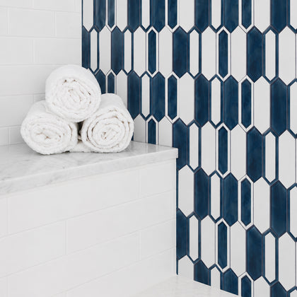 14-in x 10-in Thassos Marble With Inkjet  Glass Mosaic Wall Tile ( 9.7 sq. ft. /Box )