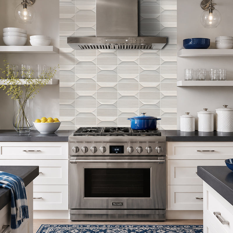 Abstract 3D Pattern Cream 12-1/2-in x 16-in Porcelain Mosaic Floor and Wall Tile( 8.3 sq. ft. /Box )