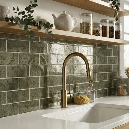 Antique Mirror 4-in x 12-in Unbeveled Glass Mosaic Wall Tile( 6.6 sq. ft. /Box )