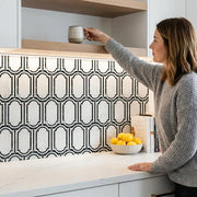 Windows Pattern Oriental Black & White 12-in x 12-in Waterjet Mosaic Floor and Wall Tile( 6 sq. ft. /Box )