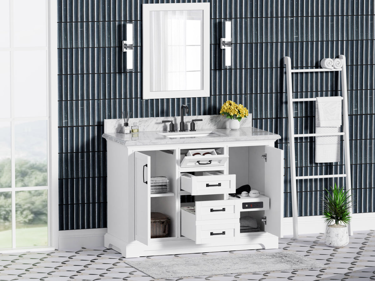 Rhoda 48" Vanity Set with Luxurious Carrara Marble Top