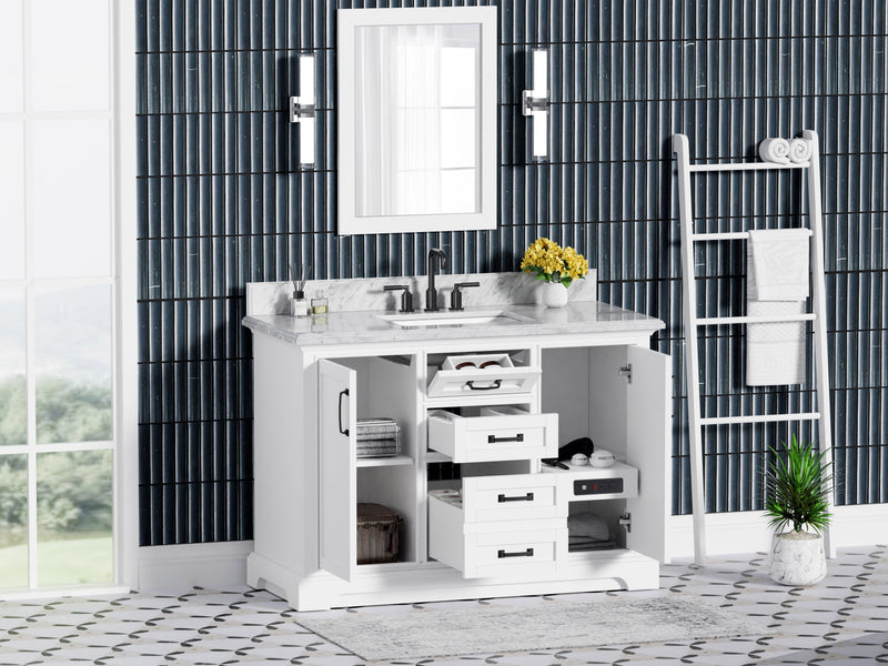 Rhoda 48" Vanity Set with Luxurious Carrara Marble Top