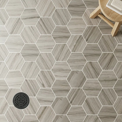 6-in Athens Gray Hexagon 12-in x 10-in Honed Mosaic Floor and Wall Tile( 4.15 sq. ft. /Box )