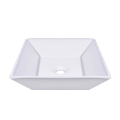 16" x 16" x 5" Square Modern White Ceramic Bathroom Vessel Sink