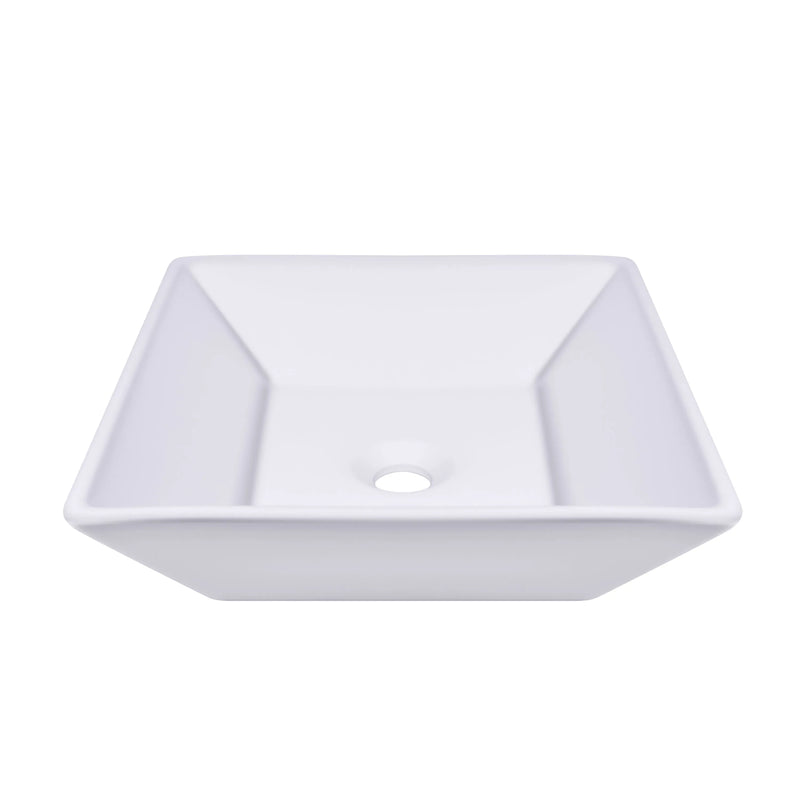 16" x 16" x 5" Square Modern White Ceramic Bathroom Vessel Sink