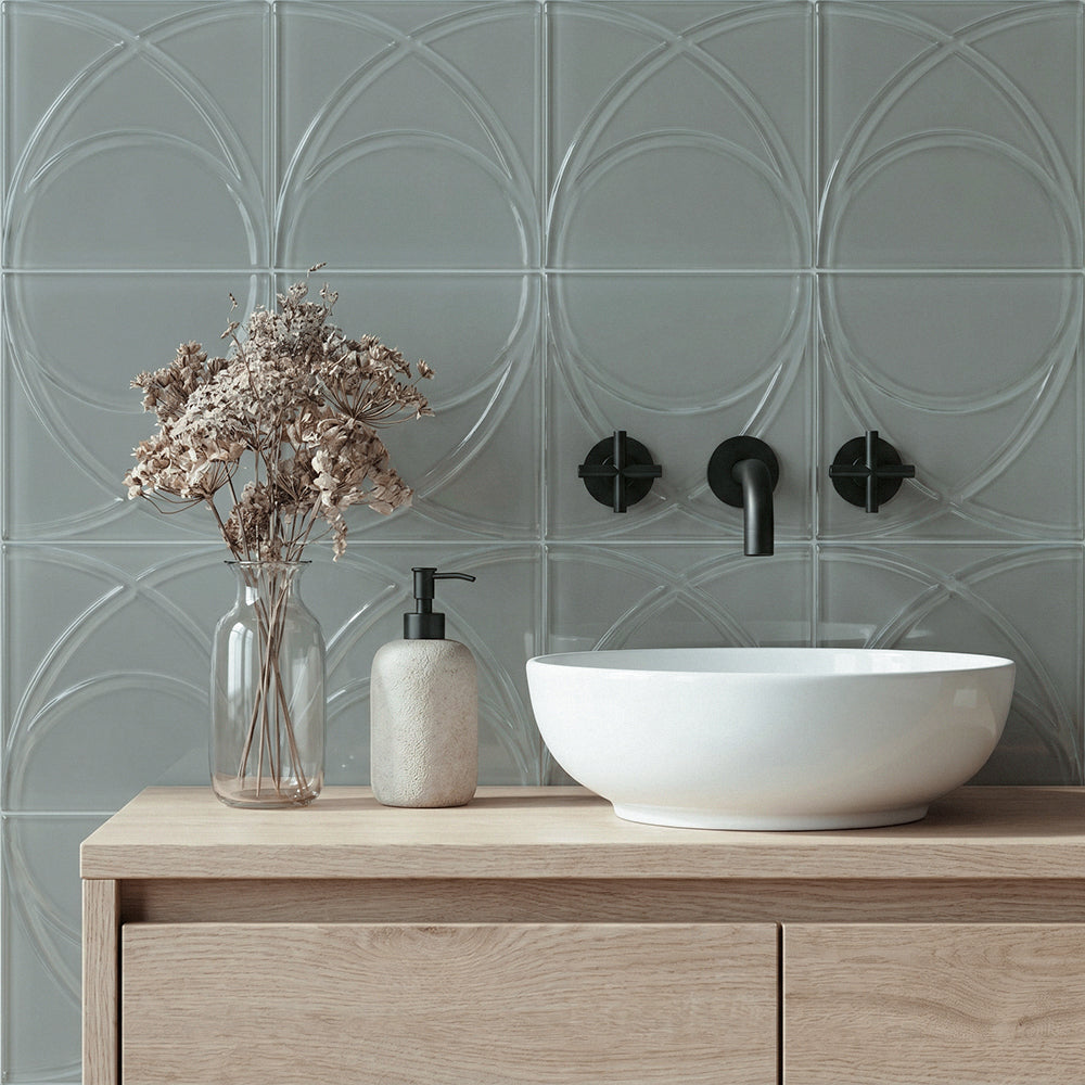 Taupe Swirl 12-in x 12-in Glass Mosaic Wall Tile( 10 sq. ft. /Box )