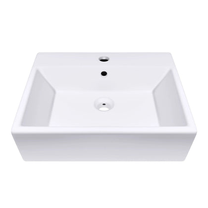21 Inch Rectangular Modern White Ceramic Bathroom Vessel Sink with Overflow
