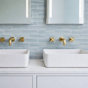Blue Handpainted 16-in x 8-in Subway Glass Mosaic Wall Tile( 8.89 sq. ft. /Box )