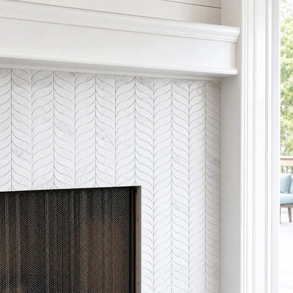 Oriental White Synergy Weave 12-in x 11-in Polished Marble Mosaic Wall Tile( 4.6 sq. ft. /Box )