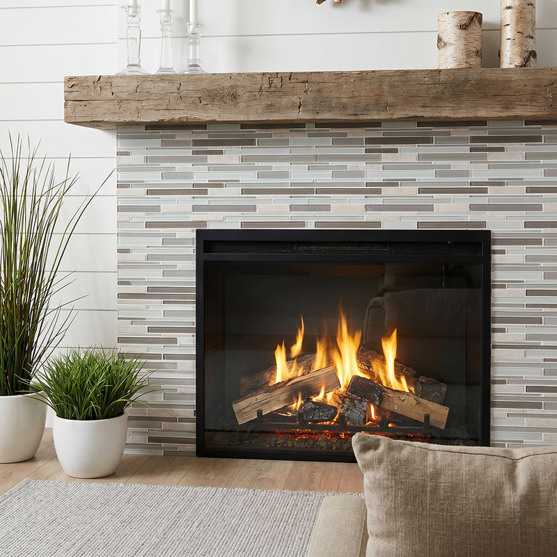 12-in x 13-in Clayton Random Strip Marble & Glass Mosaic Wall Tile( 10.8 sq. ft. /Box )