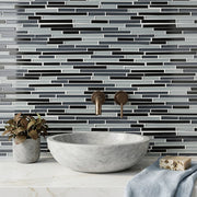 Gray Shadow Random Thin Strip 12-in x 12-in Glass Mosaic Wall Tile( 20 sq. ft. /Box )