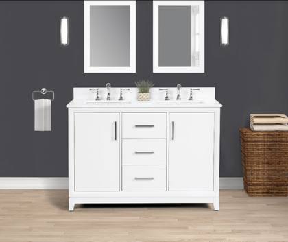 Luton 48" double Vanity With Crystal White Quartz Stone Top